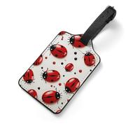 Red Ladybug Luggage Tags with Information Card & Detachable Strap - Durable PU Scratch-Resistant Name ID Identifiers for Suitcases, Travel Bags, Backpacks, and Gym Bags