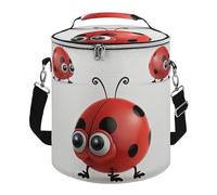 Red Ladybug Lunch Bag, 15L Portable Leakproof Picnic Basket with Shoulder Strap, Insulated Picnic Cooler Bag for Camping, Beach, Hiking & Groceries
