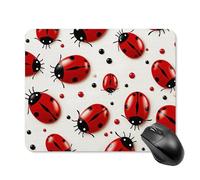 Red Ladybug Mouse Pad Square Laptop Mouse Mat Cute Computer Mousepad Keyboard Pad Non-Slip Desk Pads for Gaming Office Work Home 20 * 25cm