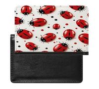 Red Ladybug Passport Holder PU Leather Slim Passport Cover with Card Slots Travel Document Holder Cover