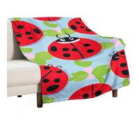 Red Ladybug Pattern Blanket Soft Flannel Throw Blanket 30"x50", Lightweight Decorative Blankets Warm Cozy Blankets for Couch, Bed, Camping & Travel, Ideal Gifts for Women Men