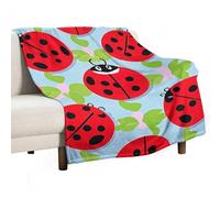Red Ladybug Pattern Blanket Soft Flannel Throw Blanket 40"x50", Lightweight Decorative Blankets Warm Cozy Blankets for Couch, Bed, Camping & Travel, Ideal Gifts for Women Men