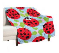 Red Ladybug Pattern Blanket Soft Flannel Throw Blanket 50"x60", Lightweight Decorative Blankets Warm Cozy Blankets for Couch, Bed, Camping & Travel, Ideal Gifts for Women Men