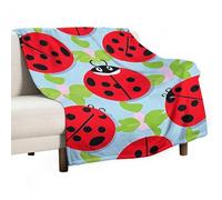 Red Ladybug Pattern Blanket Soft Flannel Throw Blanket 60"x80", Lightweight Decorative Blankets Warm Cozy Blankets for Couch, Bed, Camping & Travel, Ideal Gifts for Women Men