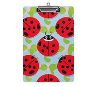 Red Ladybug Pattern Clipboard, A4 Acrylic Clipboard with Hanging Hole, Ultra-Light Clip Board - Holds 100 Sheets, Shatterproof Document Holder for Office, 12.5" X 8.5"