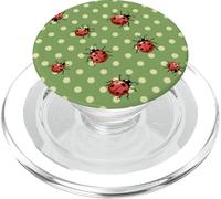 Red Ladybug Pattern Green Polka Dot Aesthetic Y2K Summer PopSockets PopGrip for MagSafe