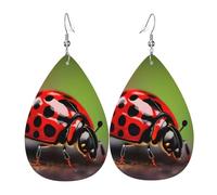 Red Ladybug Pattern Holiday Earrings For Women, Festive Star Drop Earrings, Chic Dangle Jewelry For Celebrations