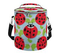 Red Ladybug Pattern Lunch Bag, 15L Portable Leakproof Picnic Basket with Shoulder Strap, Insulated Picnic Cooler Bag for Camping, Beach, Hiking & Groceries