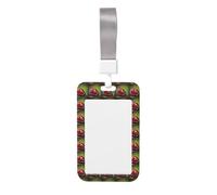 Red Ladybug Pattern Printed Id Card Badge Holder with Neck Strap Waterproof Name Card Holder Plastic Vertical Sleeve Pocket
