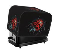 Red Ladybug Pattern Toaster Cover 2 Slice, Waterproof Bread Machine Covers with Pockets Universal Size Kitchen Small Appliance Cover with Handle, Dust and Fingerprint Protection