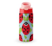 Red Ladybug Pattern Water Bottle with Carrying Loop, 304 Stainless Steel Vacuum Insulated Cup | BPA Free, Leakproof Tumblers for Sports Travel, 12oz Pink-style