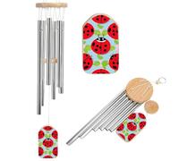 Red Ladybug Pattern Wind Chimes for Outside, 20.5 Inch Memorial Wind Chimes with Soothing Sound for Outdoor Garden Decor, Rustic Windchimes for Patio Porch Birthday Housewarming Gift