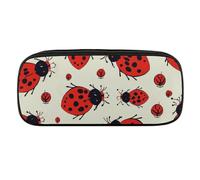 Red Ladybug Pencil Case Waterproof Leather Pencil Pouch Multi-purpose Aesthetic Makeup Bag Cute Pen Bag Large Cosmetic Bag for Office Stationery, Travel