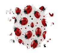 Red Ladybug Personalized Jigsaw Puzzles, 141 Pcs Wooden Jigsaw Puzzle Tiger Head Shape Puzzle Gift
