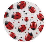 Red Ladybug Personalized Jigsaw Puzzles, 195Pcs Custom Wooden Jigsaw Puzzle Round Puzzle Gift Adult