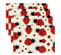 Red Ladybug Placemats Set 30x45cm*4 Heat Resistant Washable Placemat Waterproof Table Placemats Non-Slip Wipeable Tables Mat Kitchen Place Mats for Dining Party Home Decor