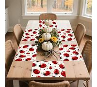 Red Ladybug Placemats Set 30x45cm*6 Heat Resistant Washable Placemat Waterproof Table Placemats Non-Slip Wipeable Tables Mat Kitchen Place Mats for Dining Party Home Decor