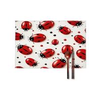 Red Ladybug Placemats Set of 6 Heat Resistant Place Mats for Dining Table Non-Slip Placemat Easy Clean Washable Table Mats for Kitchen Table Indoor/Outdoor