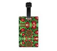 Red Ladybug Print Luggage Tags with Full Back Privacy Cover - Bright Suitcase Identifier for Travel, Cruise & More