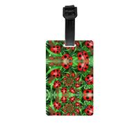 Red Ladybug Print Luggage Tags with Full Back Privacy Cover - Bright Suitcase Identifier for Travel, Cruise & More