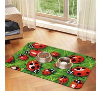 Red Ladybug Print Pet Absorbent Leather Tablecloth Perfect for Dogs, Cats, and Other Pets