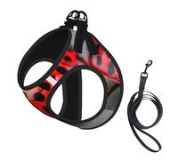 Red Ladybug Print Pet Leash Vest,Breathable Mesh Pet Harness, Reflective For Small Medium Dogs Safe Easy Walking