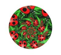 Red Ladybug Printed Coasters Set of 6, Tabletop Protection Leather Coasters for Cup Drinks Coffee Pads Beer Bar Mat Gifts, Round Shape