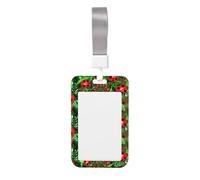 Red Ladybug Printed Id Card Badge Holder with Neck Strap Waterproof Name Card Holder Plastic Vertical Sleeve Pocket