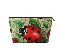 Red Ladybug Printed Travel Cosmetic Bags with Gold Zipper Makeup Organizer Cosmetic Case Toiletry Bag for Women Mom Girls