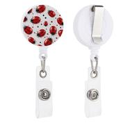 Red Ladybug Retractable Badge Reel - Personalized ID Name Badge Holder with Lanyard Cute Badges Reel Holder Round Nurse Doctor Name Tag Badges Clip for Work