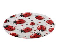 Red Ladybug Round Area Rug Non Slip Backing Doormat Water Absorbent Plush Throw Low-Pile Non-Slip Floor Mat Carpet for Living Room Bedroom Entryway Nursery Room 60 * 60cm