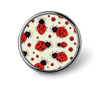 Red Ladybug Round Badge Cute Enamel Lapel Pin Brooches Button Pin Personalized Clothing Decoration Unisex Badge Holder Hats Bags Shirts Decor