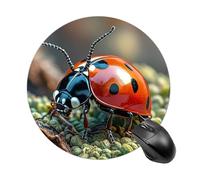 Red Ladybug Round Mouse Pad 7.8 Inch - Non-Slip Rubber Base Mouse Mat Portable Ergonomic Desk Mat for Office, Laptop, Travel, Wireless Mice Mats - Waterproof & Durable Design
