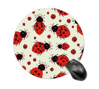 Red Ladybug Round Mouse Pad Smooth Glide Gaming Mousepad Extra Density Portable Comfortable Mouse Mat for Desk, Home, Office 7.8x7.8 Inches