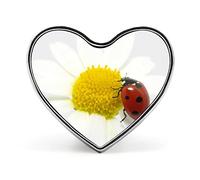 Red Ladybug Sits on a White Daisy Flower Petal Heart Brooch Pin, Unisex Smooth Surface Lapel Tie Pin, Lightweight Badge Jewelry Crafts Decor for Costume Accessory Men Women