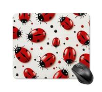 Red Ladybug Square Mouse Pads Non-Slip Rubber Base Mouse Mat Cute Mousepad Funny Computer Desk Accessories for Office Home Gaming Work 25 * 30cm