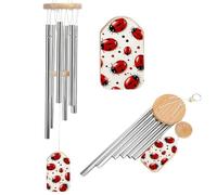 Red Ladybug Wind Chimes for Outside Memorial Tuned Outdoor Windchimes Large Garden Decor Wind Chime with Melodious Sound for Mom Dad Grandma Home Garden Patio Decor