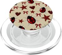 Red Ladybug Y2K Leopard Print Stars Hearts Bows Preppy PopSockets PopGrip for MagSafe