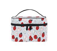 Red Ladybugs Ladybug with Wings Open Hand Drawn Ladybugs Beauty Cosmetic with Zipper Brush Portable Storage Bag, Fashion printing Toiletry, Durable Travel Organizer Tote Unisex Gifts