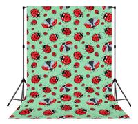 Red Ladybugs On A Blue Background Lightweight Photo Backdrop Soft Background For Indoor Shooting, Party & Live Streaming - 5x7ft