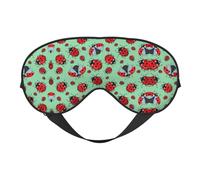 Red Ladybugs On A Blue Background Night Mask Soft Reversible Eye Cover Adjustable Strap Light Blocking Comfortable Rest