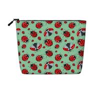 Red Ladybugs On A Blue Background Patterned Single Layer Cosmetic Bag, Travel Toiletry Bag, Suitable for Business Trips and Daily use.