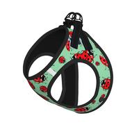 Red Ladybugs On A Blue Background Print Adjustable Harness Leash Set For Cats And Dogs, Soft Breathable Kitten Puppy Mesh Vest With Reflective Design, Escape-Proof Lead For Small Pets Walking Training