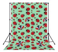 Red Ladybugs On A Blue Background Print Photo Studio Background 5x7ft Soft Photo Backdrop Curtain For Studio Content Creator Equipment