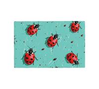 Red Ladybugs On A Blue Background Print Placemats Set, Heat Resistant Washable Placemat 12x18in Table Mats for Party Kitchen Dining Table Decoration Indoor Outdoor, Four Pieces