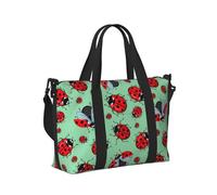 Red Ladybugs On A Blue Background Print Travel Hand Bag Women Men Shoulder Strap Tote for Weekend Getaway Gym Vacation