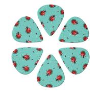 Red Ladybugs On A Blue Background Printed Guitar Picks -6 Pcs Guitar Picks Plectrum,Guitar Accessories,Electric Guitar Pick, Bass & Ukulele 0.46mm