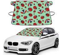 Red Ladybugs On A Blue Background Stylish Printed Windshield Snow Cover for Cars, Car Windshield Cover for Ice, Snow & Sun, Easy Install, Universal Size with Storage Bag