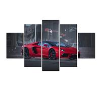 Red Lamborghini Poster for Boys Room Decor Cool Car Wall Art Lamborghini Pictures Teens Men Playroom Sports Car Painting Canvas Prints Living Room Modern Artwork Bedroom Home Decorations 60x32” 5Pcs