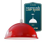 Red Lamp Shades with White Inner, 21cm Light Shade Ceiling - Modern Replacement Hanging Lampshades for Ceiling Lights, Lamp Shades for Wall Lamps, Floor Lamps, Living Room, Bedroom, Home Décor